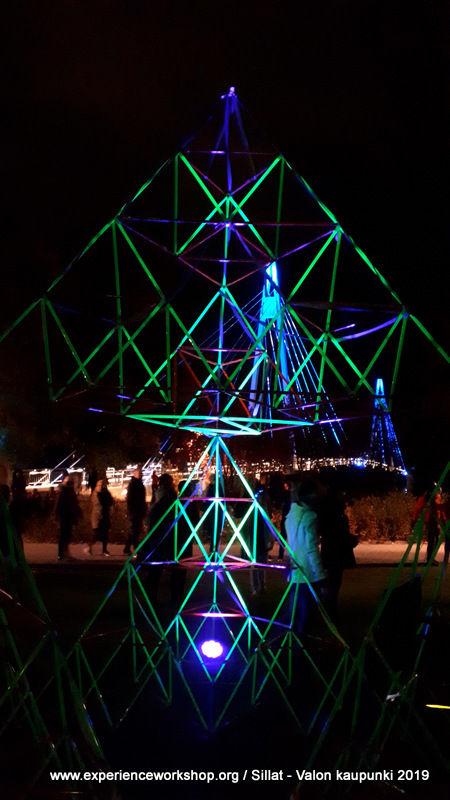 Sierpinski Pyramid building workshop at the City of Light festival with Experience Workshop